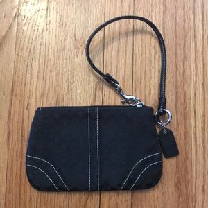 Black fabric coach wristlet
